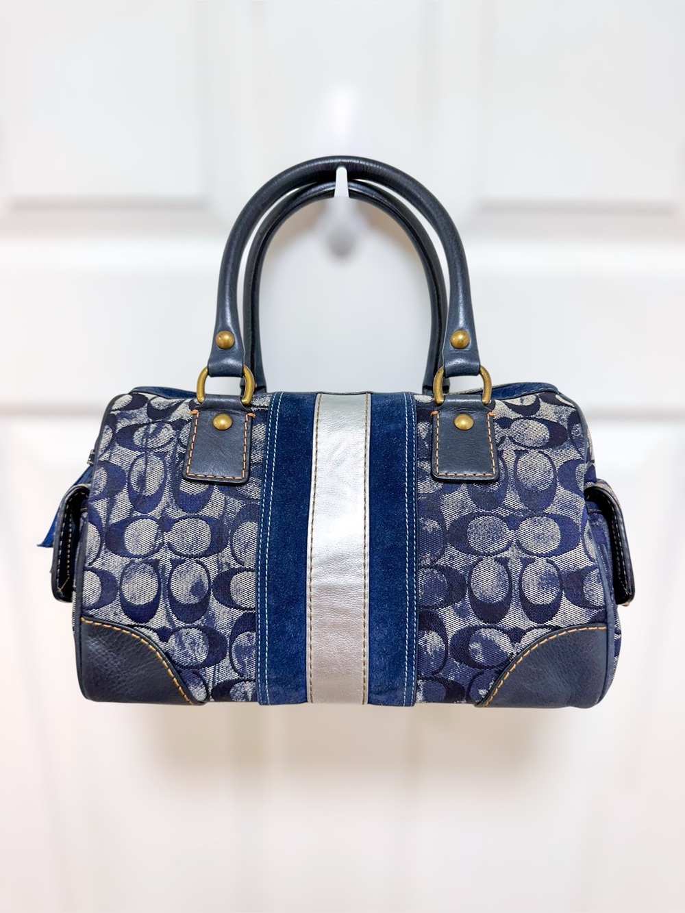 Coach Satchel Bag Signature Patchwork Denim Blue Medium Y2K